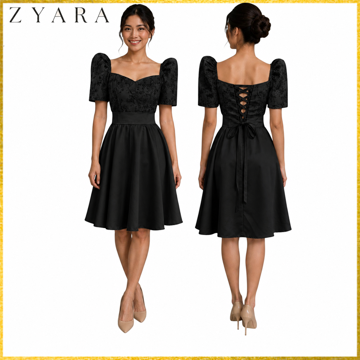 Premium Filipiniana Mini Dress baloon Duchess satin fabric high-quality