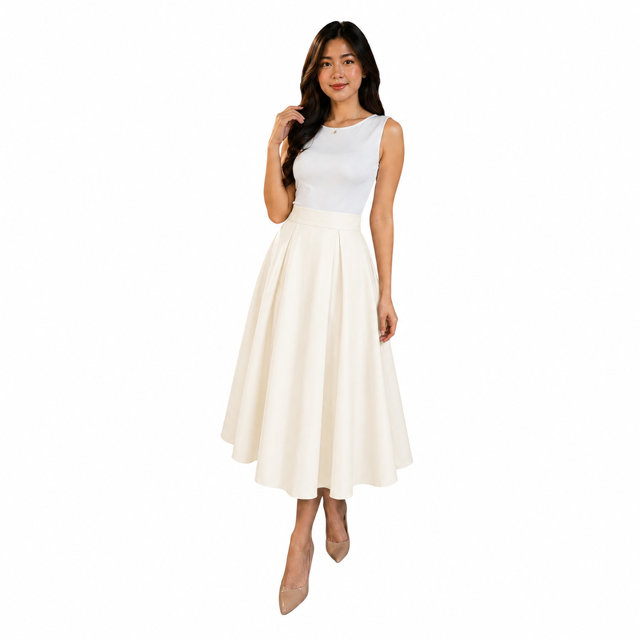 Modern Midi Skirt Premium Quality Fabric Heavy satin