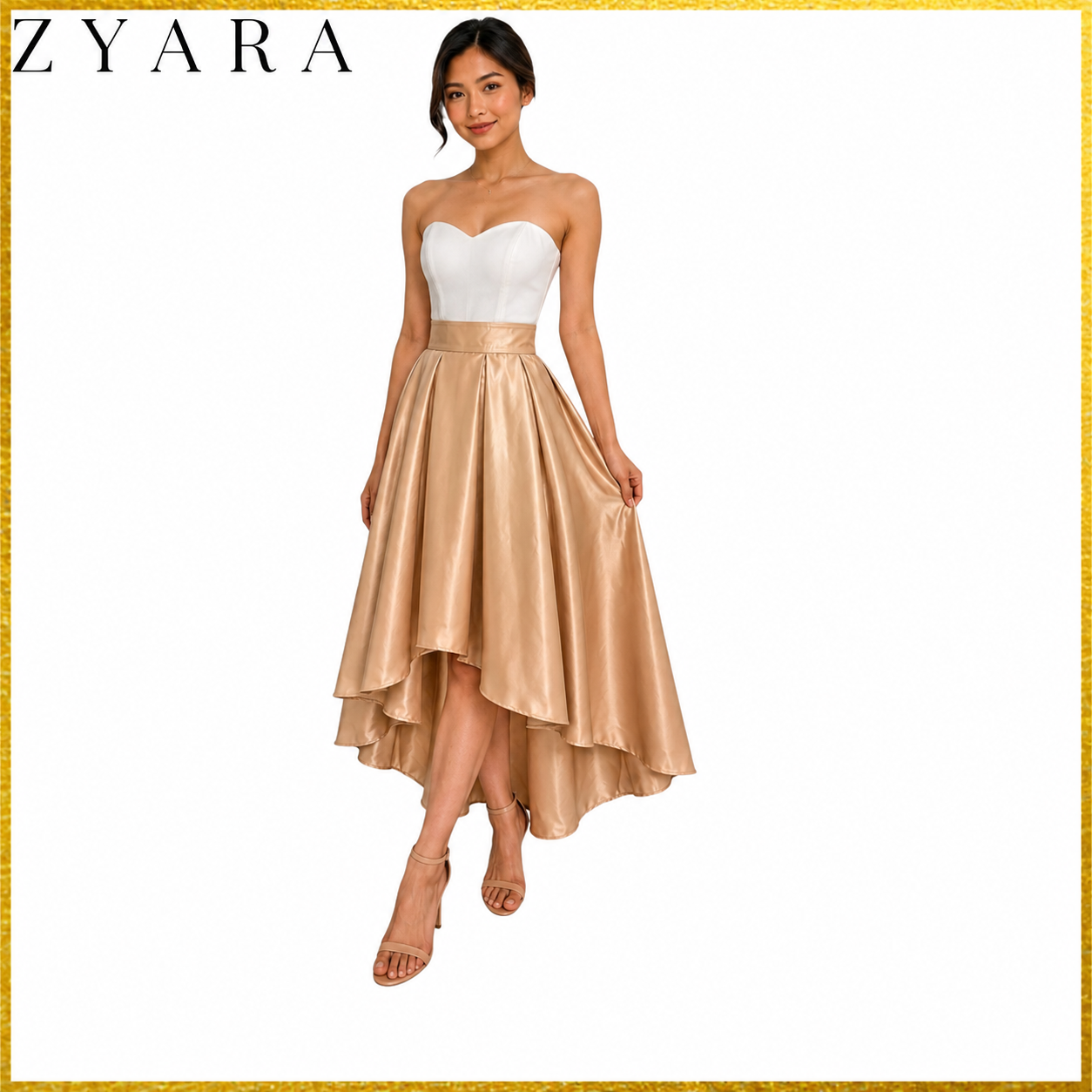 Premium Modern Long back skirt hi-low high quality fabric Heavy satin
