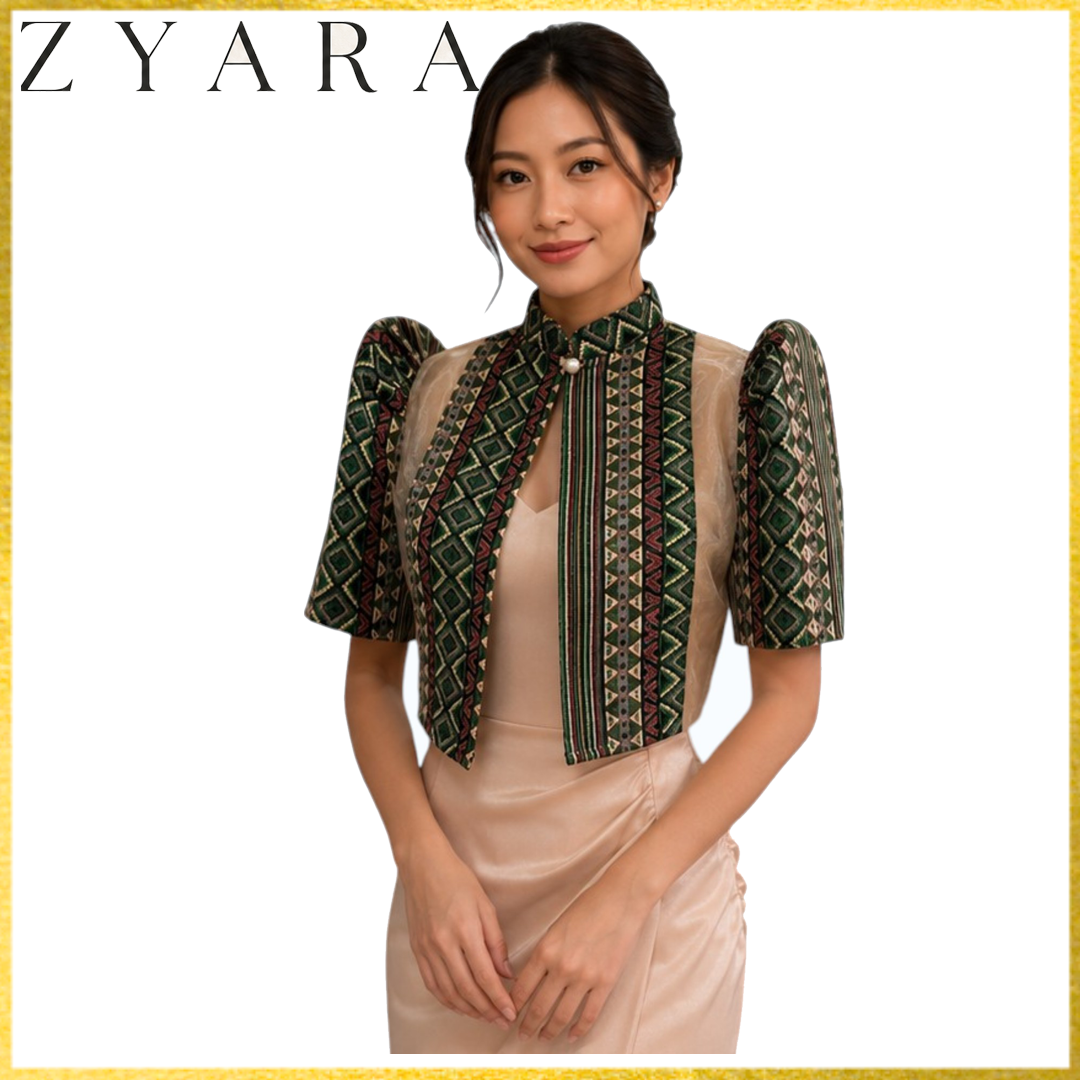 Modern Filipiniana Bolero square Cut Ethic Design