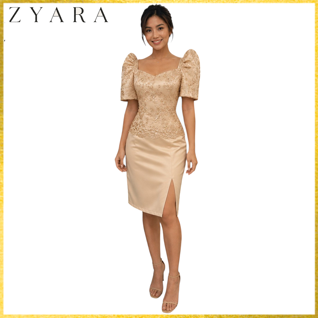 Modern Filipiniana Fitting Mini Dress simple and elegant design