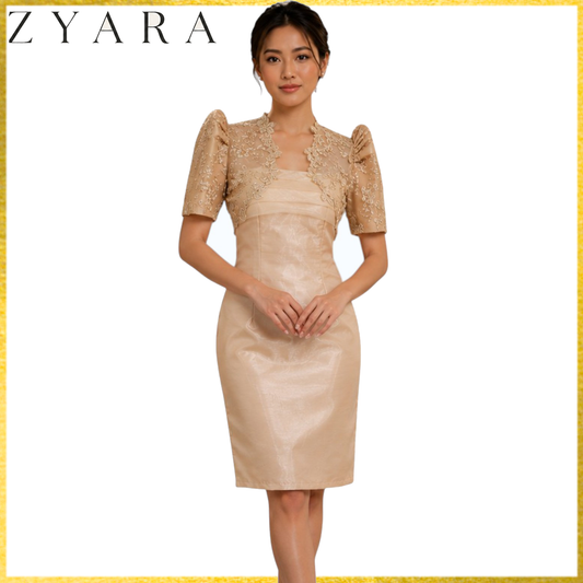Premium Filipiniana Bolero crop and midi tube dress organza high quality Separate