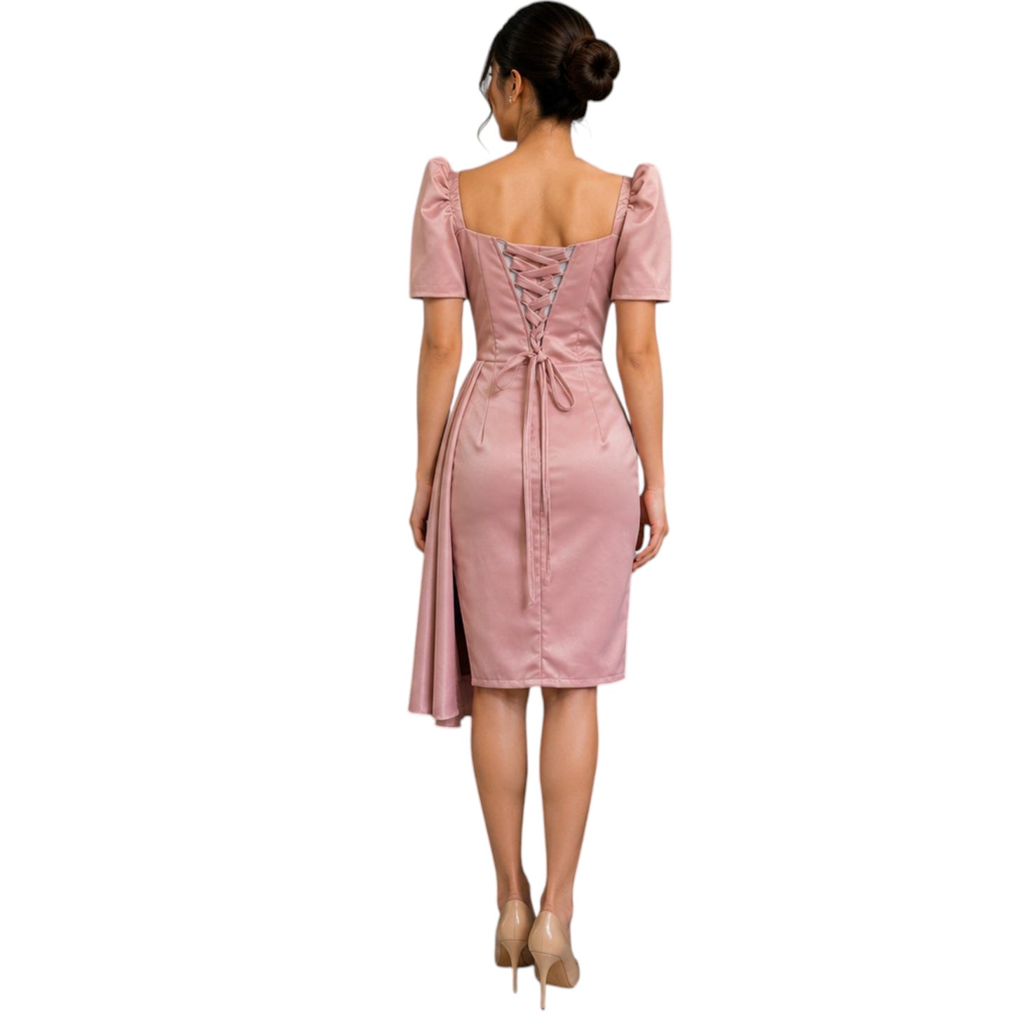 Premium Filipiniana Pencil Mini Dress made of premium Duchess satin fabric Detachable filipiniana
