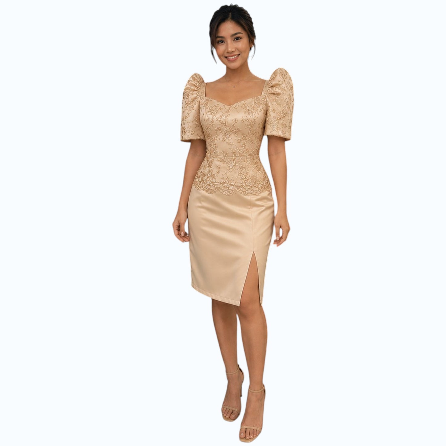 Modern Filipiniana Fitting Mini Dress simple and elegant design