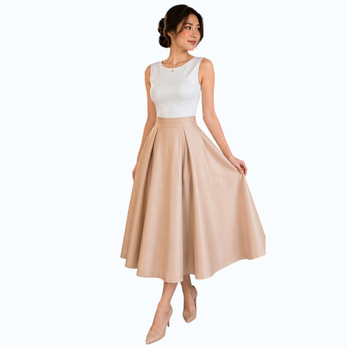 Modern Midi Skirt Premium Quality Fabric Heavy satin