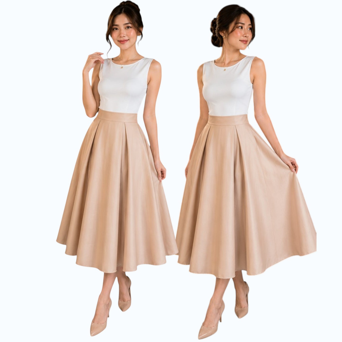 Modern Midi Skirt Premium Quality Fabric Heavy satin