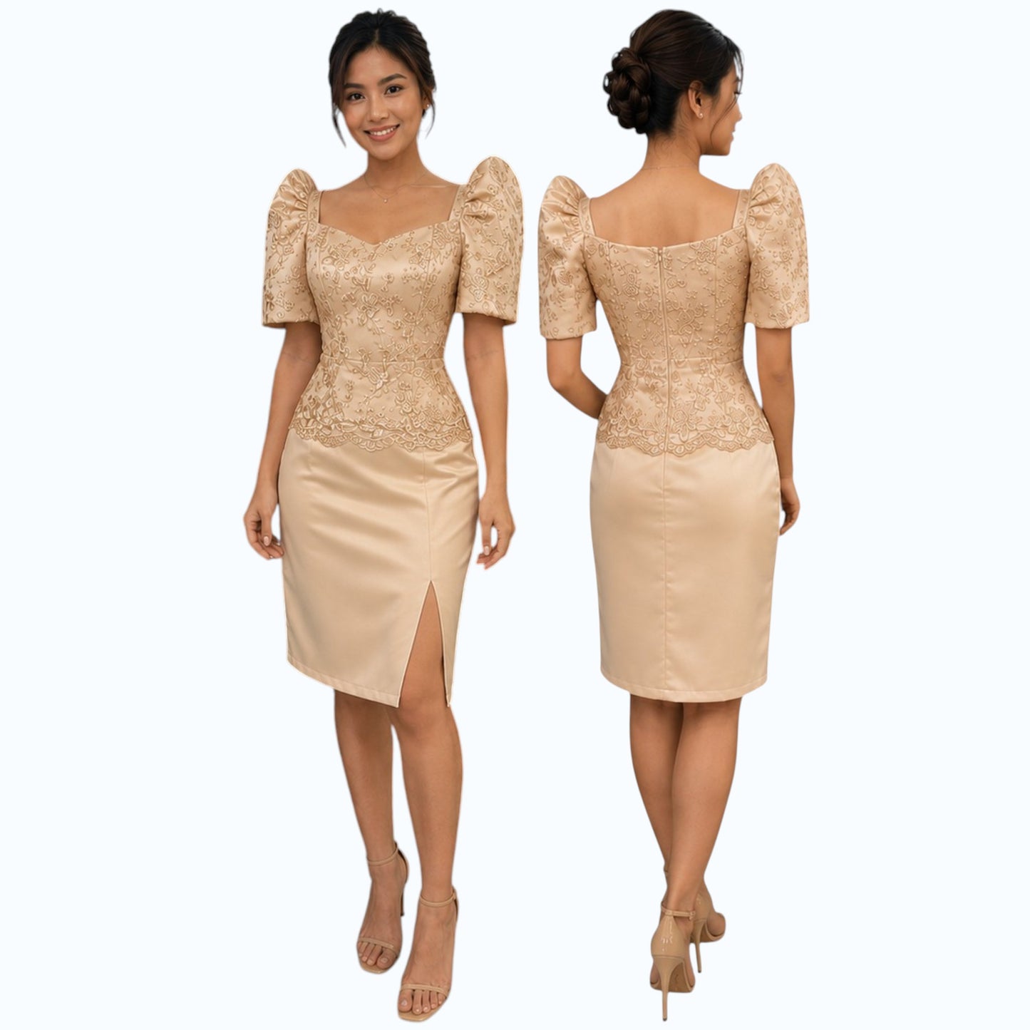 Modern Filipiniana Fitting Mini Dress simple and elegant design