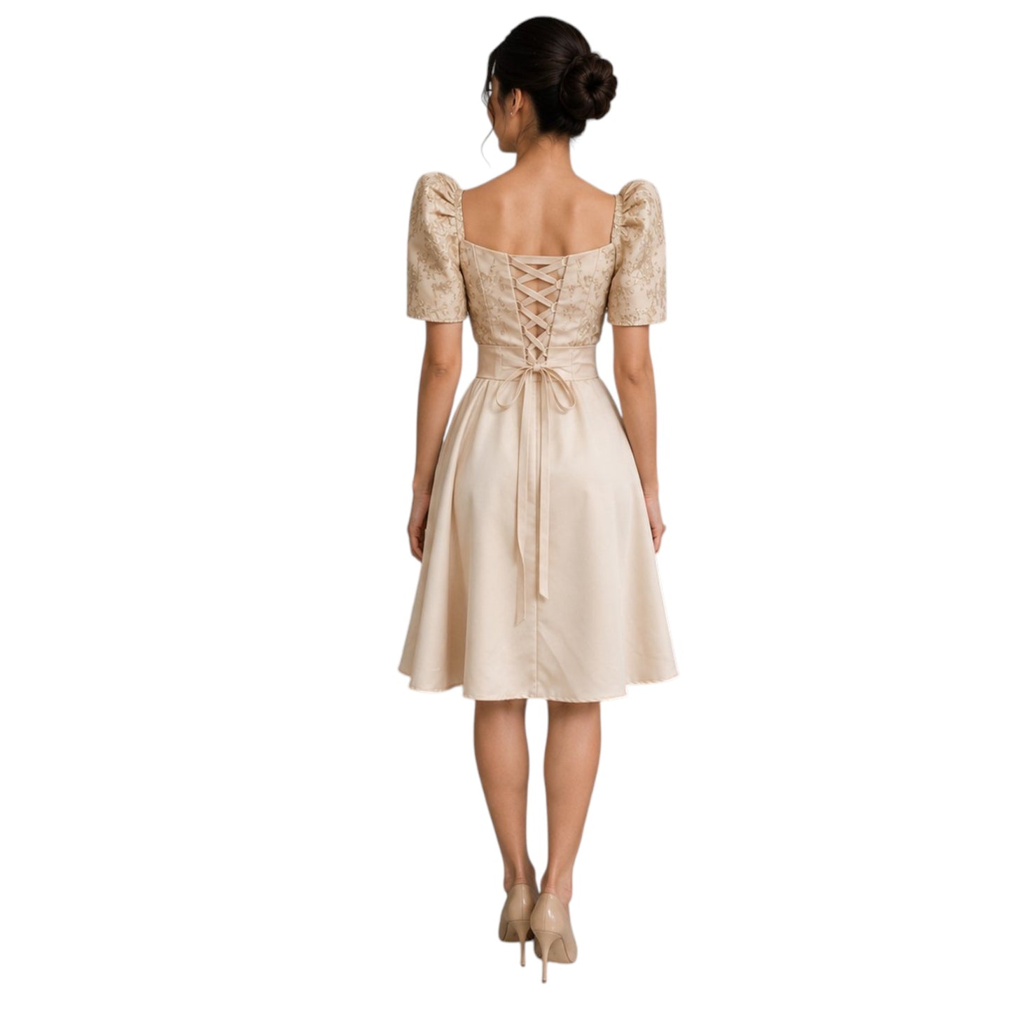 Premium Filipiniana Mini Dress baloon Duchess satin fabric high-quality