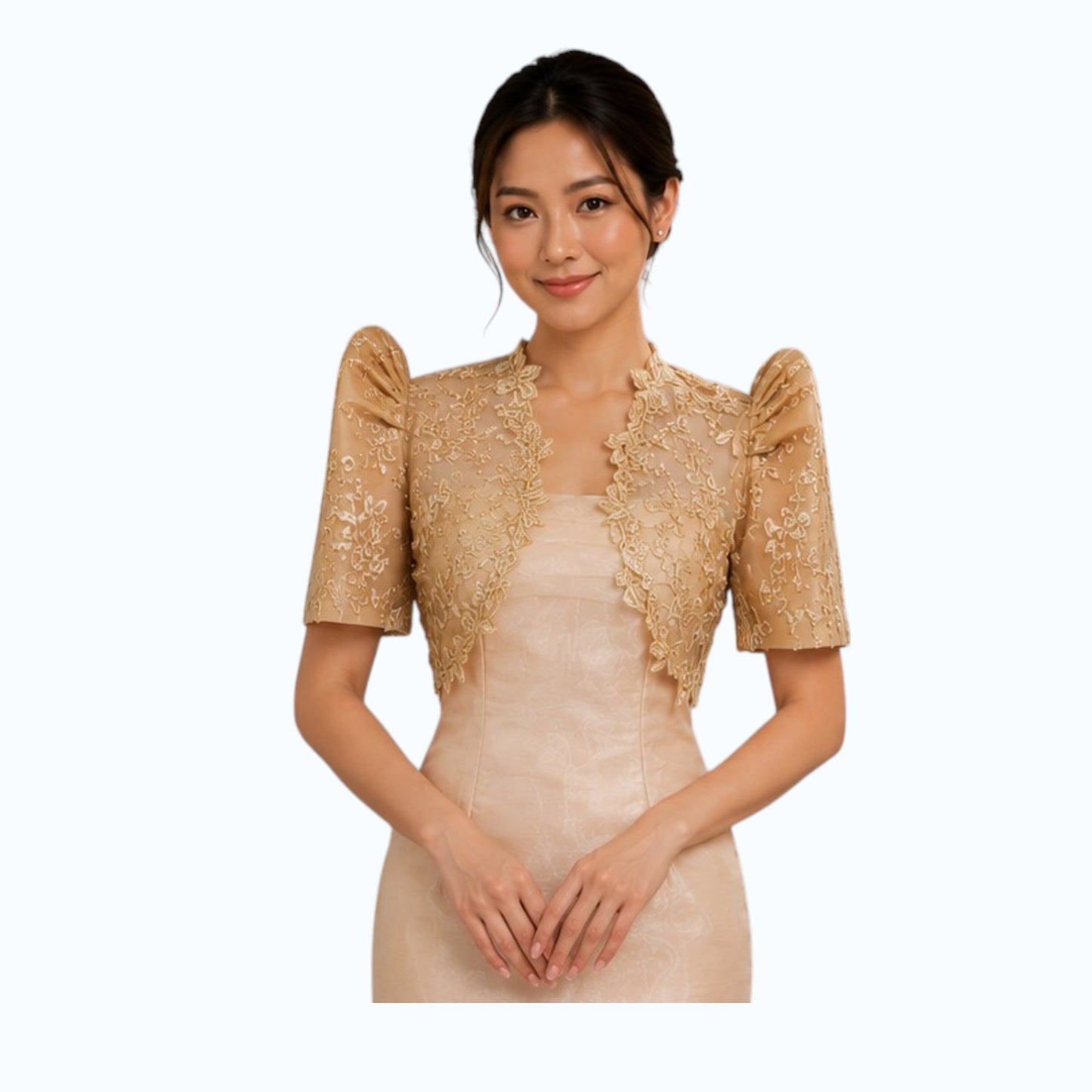 Premium Filipiniana Bolero crop and midi tube dress organza high quality Separate