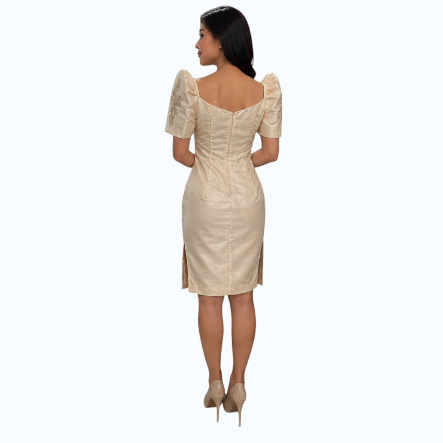 Filipiniana Fitting Below the knee Premium Organza with patching lace