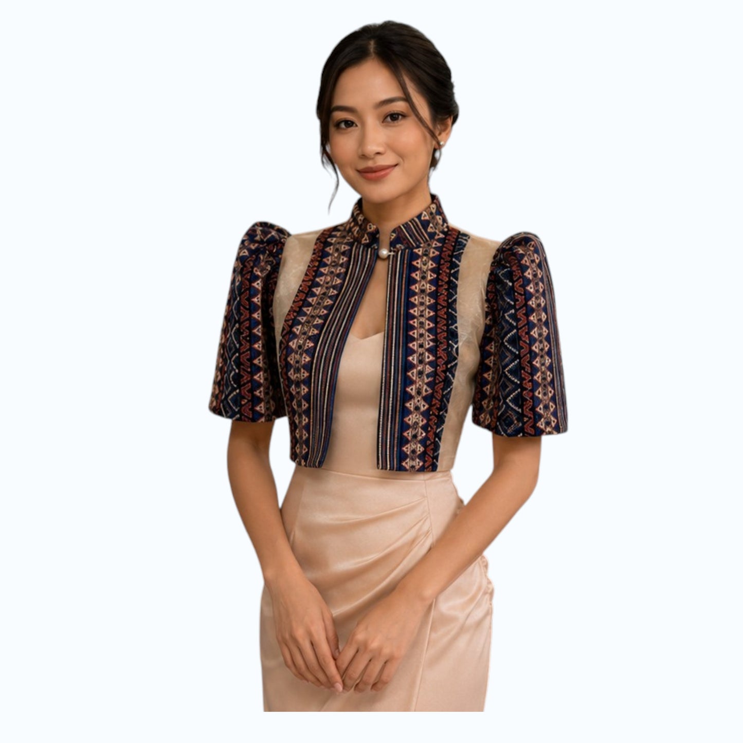 Modern Filipiniana Bolero square Cut Ethic Design