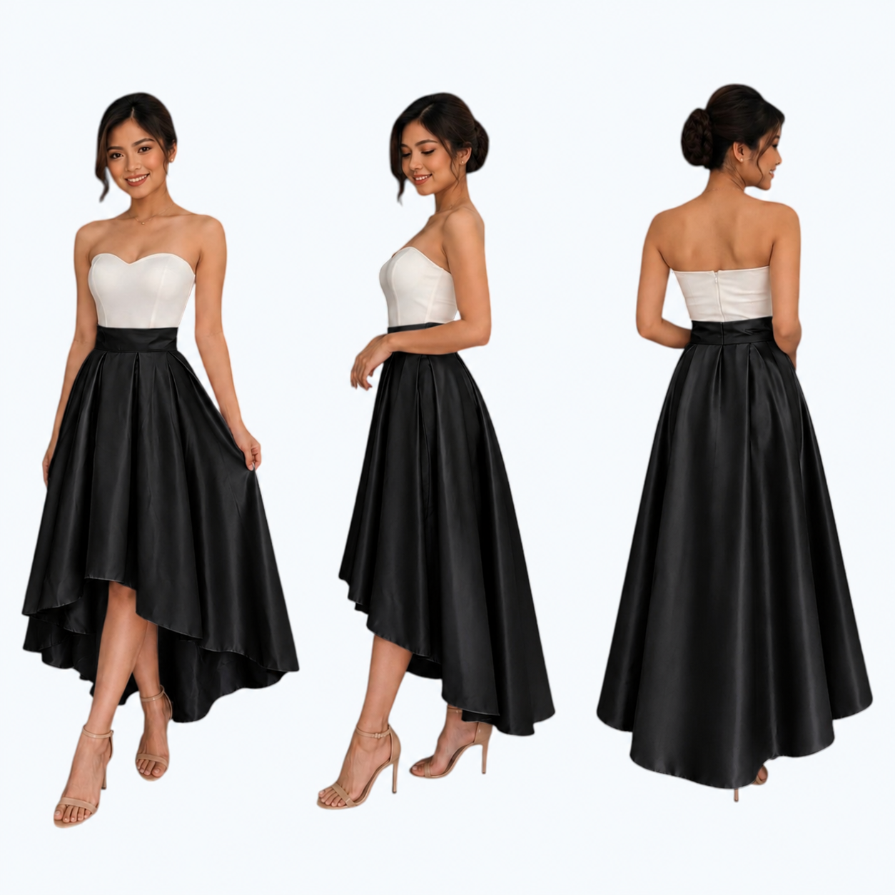 Premium Modern Long back skirt hi-low high quality fabric Heavy satin