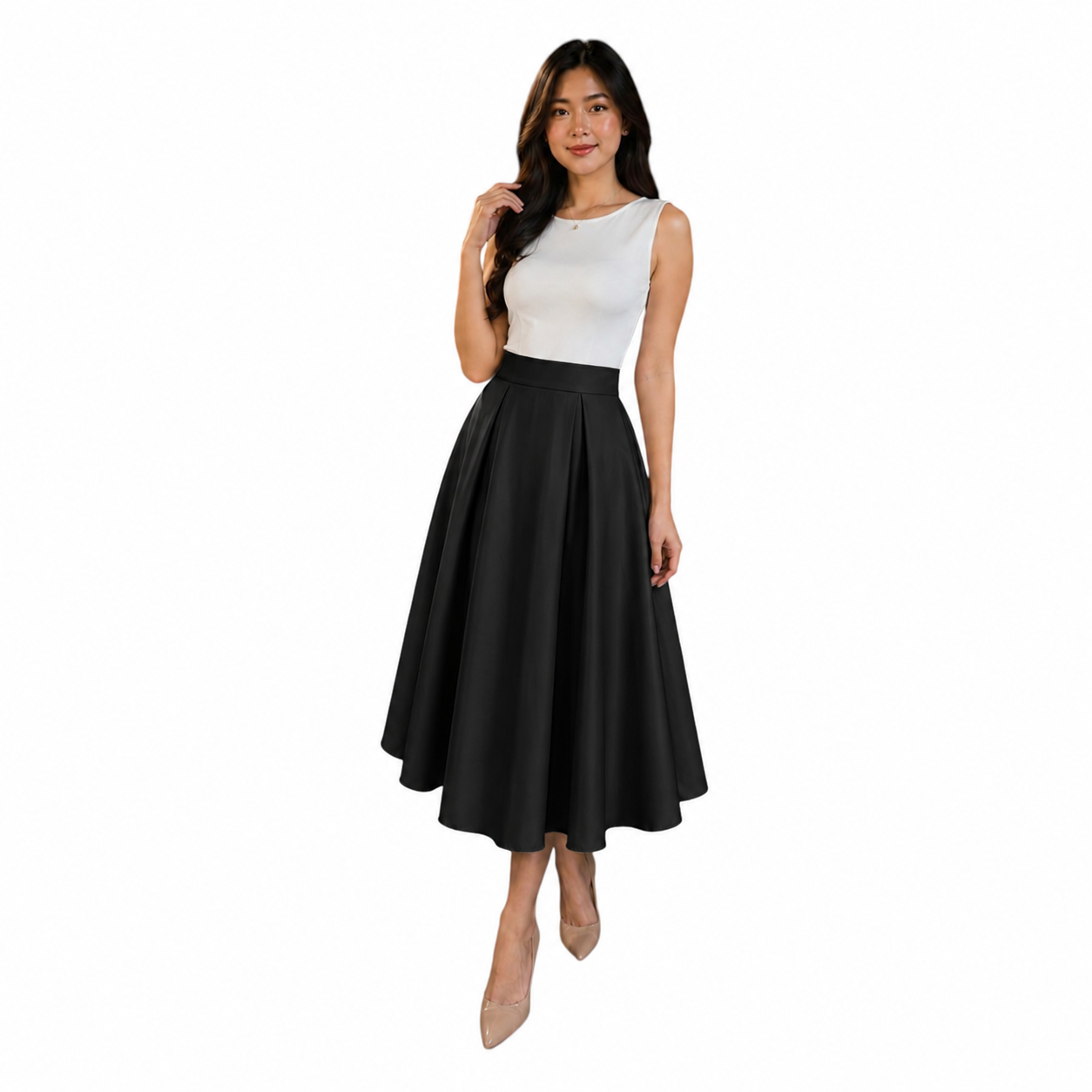 Modern Midi Skirt Premium Quality Fabric Heavy satin