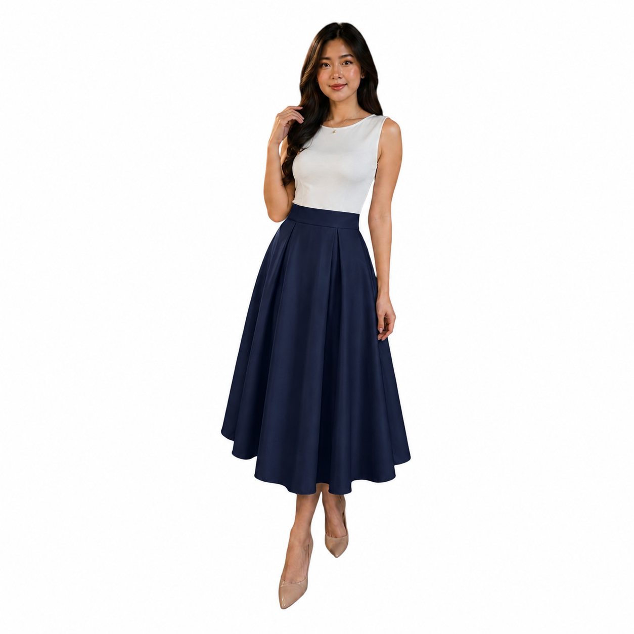 Modern Midi Skirt Premium Quality Fabric Heavy satin
