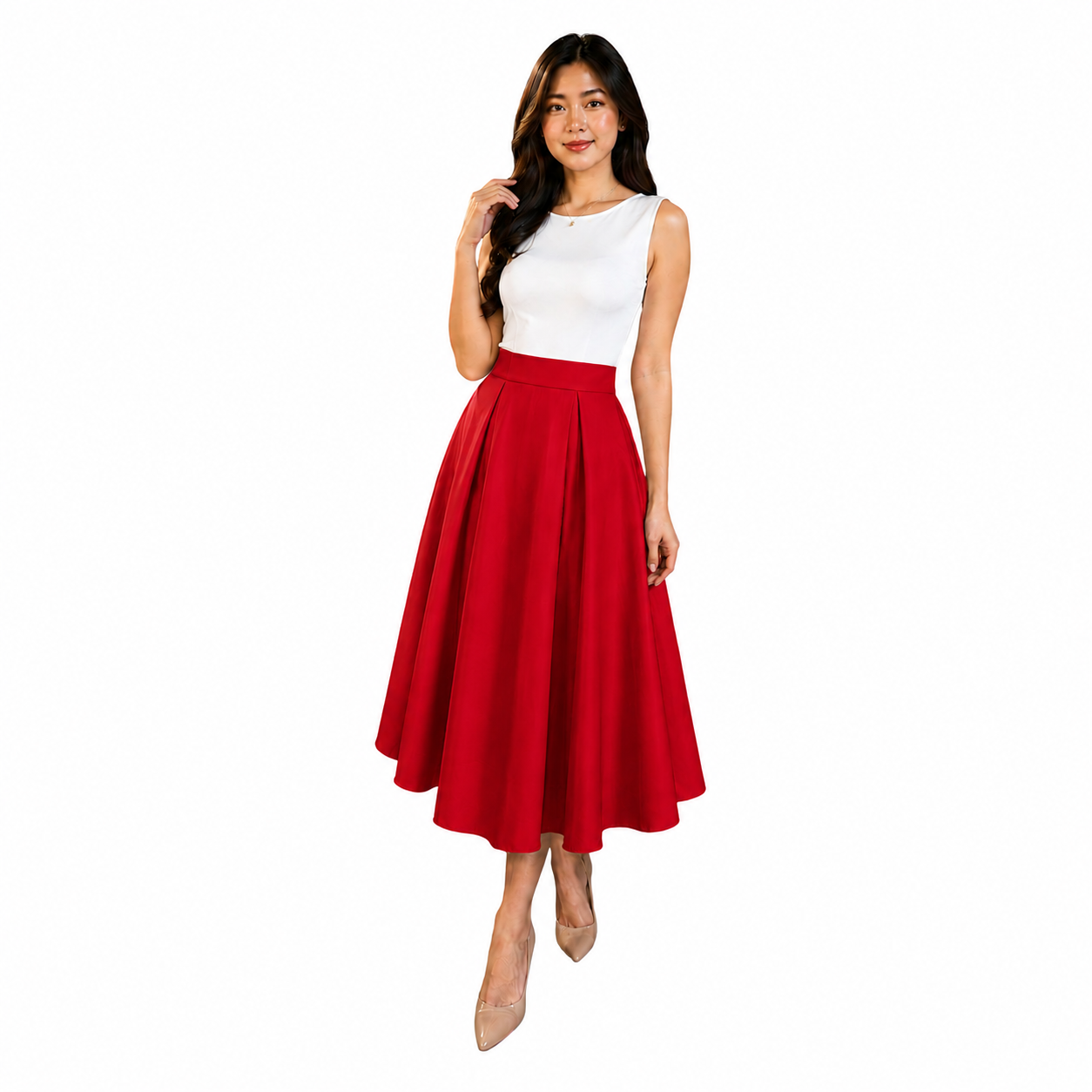 Modern Midi Skirt Premium Quality Fabric Heavy satin