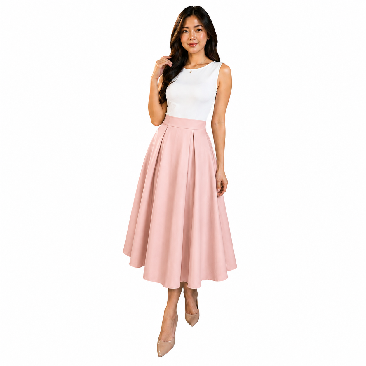 Modern Midi Skirt Premium Quality Fabric Heavy satin