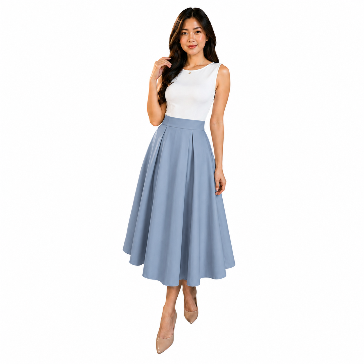 Modern Midi Skirt Premium Quality Fabric Heavy satin