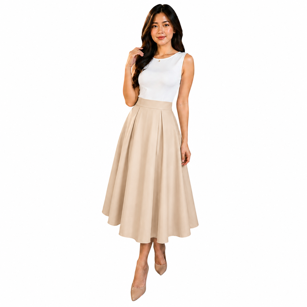 Modern Midi Skirt Premium Quality Fabric Heavy satin