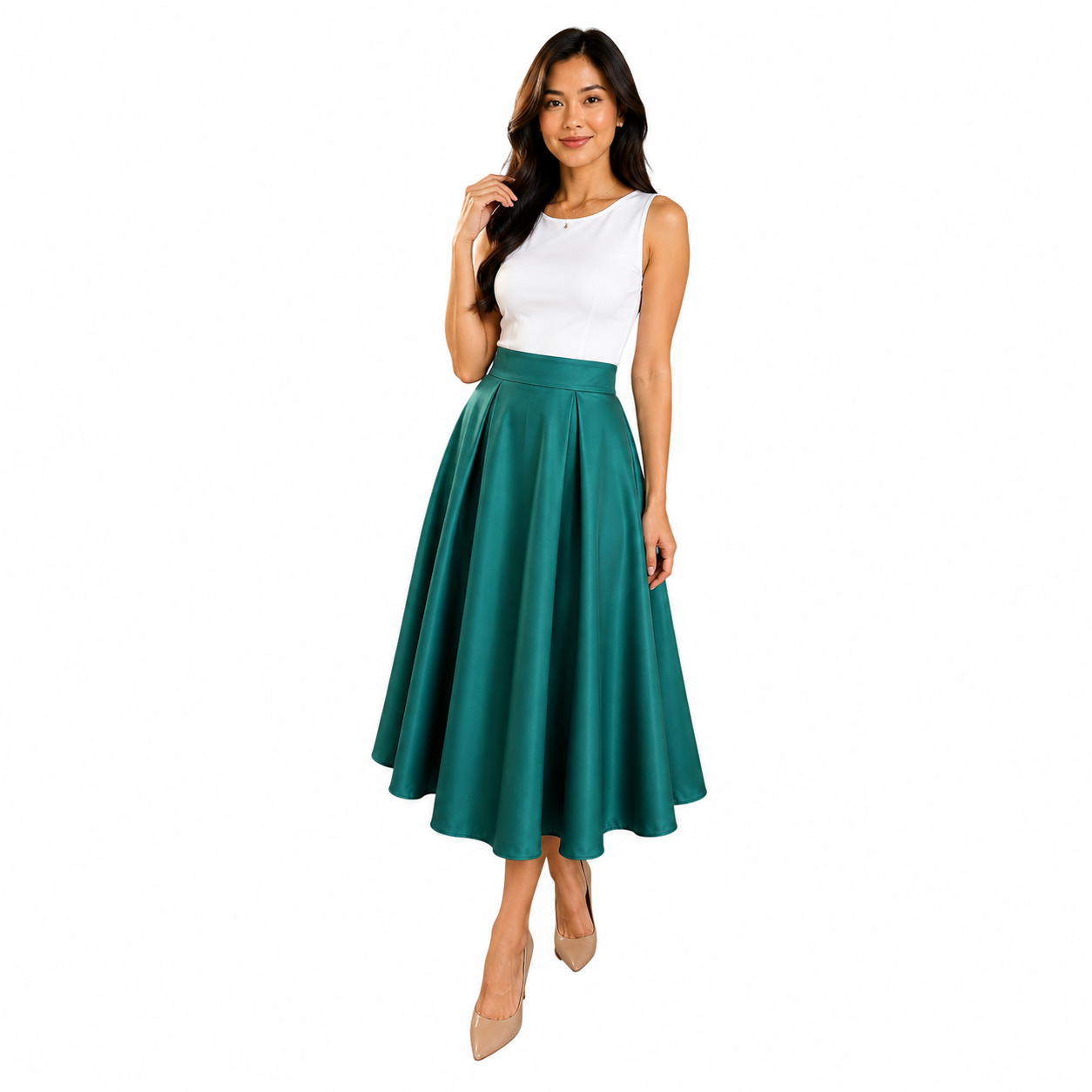Modern Midi Skirt Premium Quality Fabric Heavy satin
