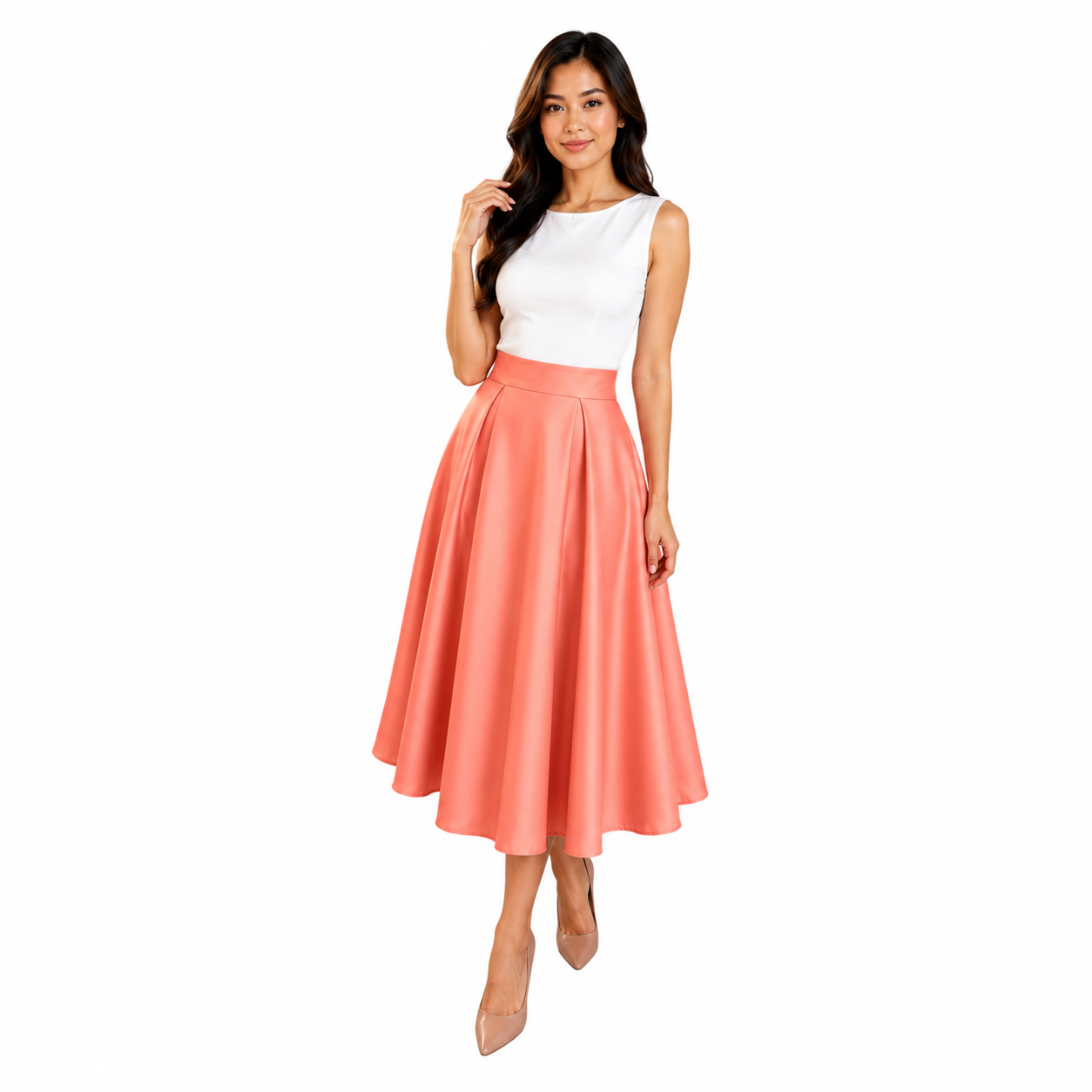 Modern Midi Skirt Premium Quality Fabric Heavy satin