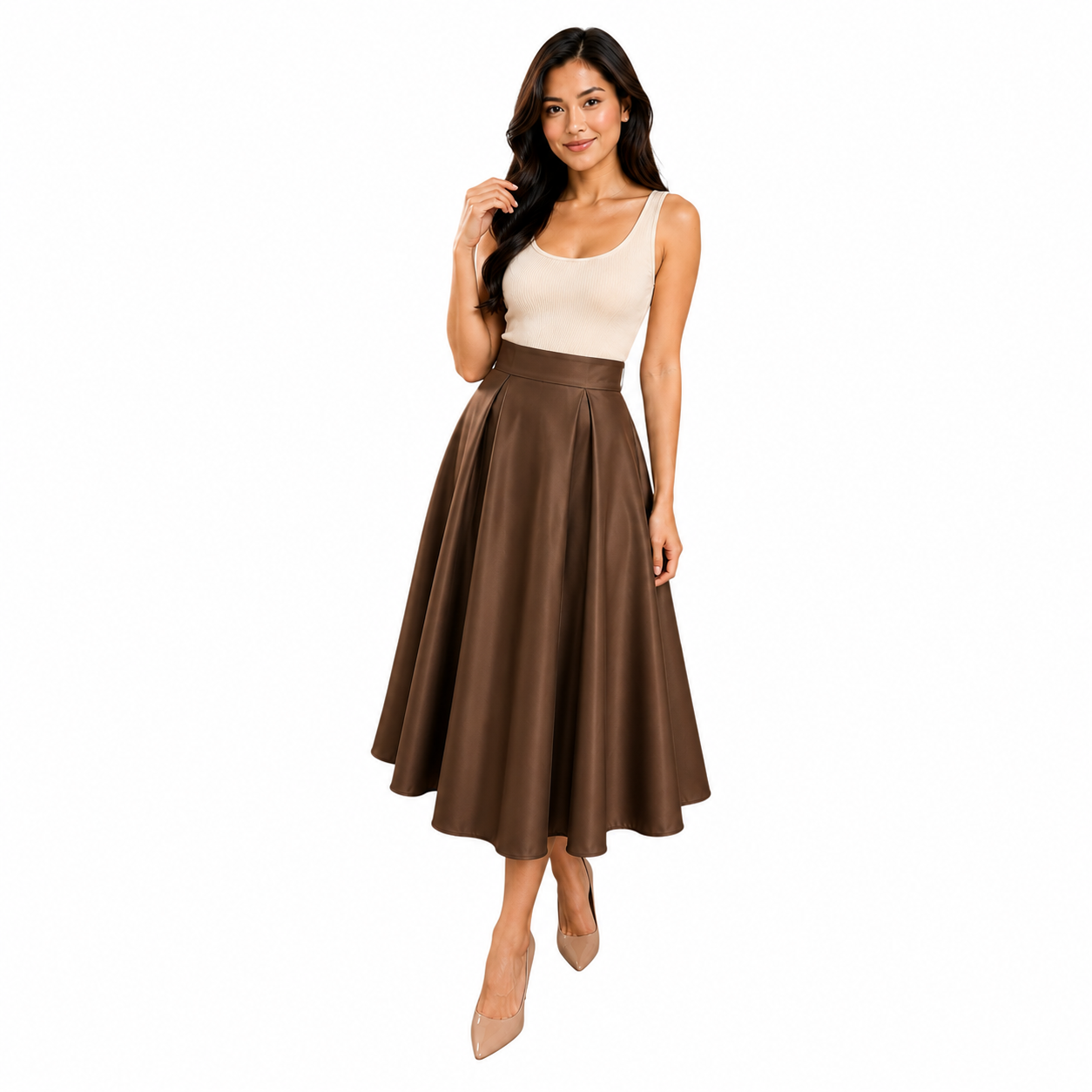 Modern Midi Skirt Premium Quality Fabric Heavy satin