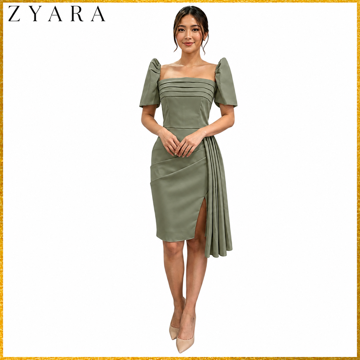 Modern Filipiniana Pencil dress with detachable filipiniana Sleeve