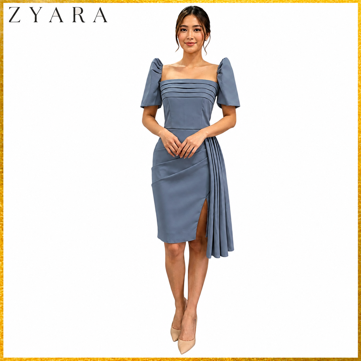 Modern Filipiniana Pencil dress with detachable filipiniana Sleeve