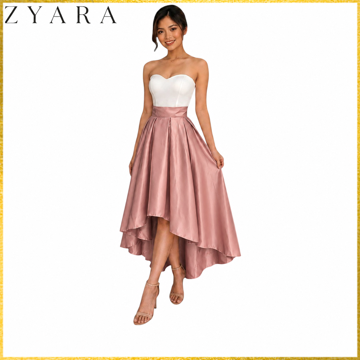 Premium Modern Long back skirt hi-low high quality fabric Heavy satin