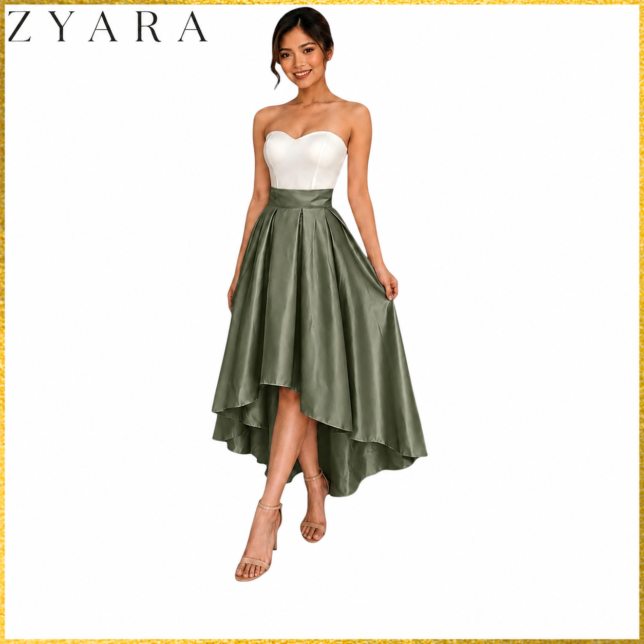Premium Modern Long back skirt hi-low high quality fabric Heavy satin