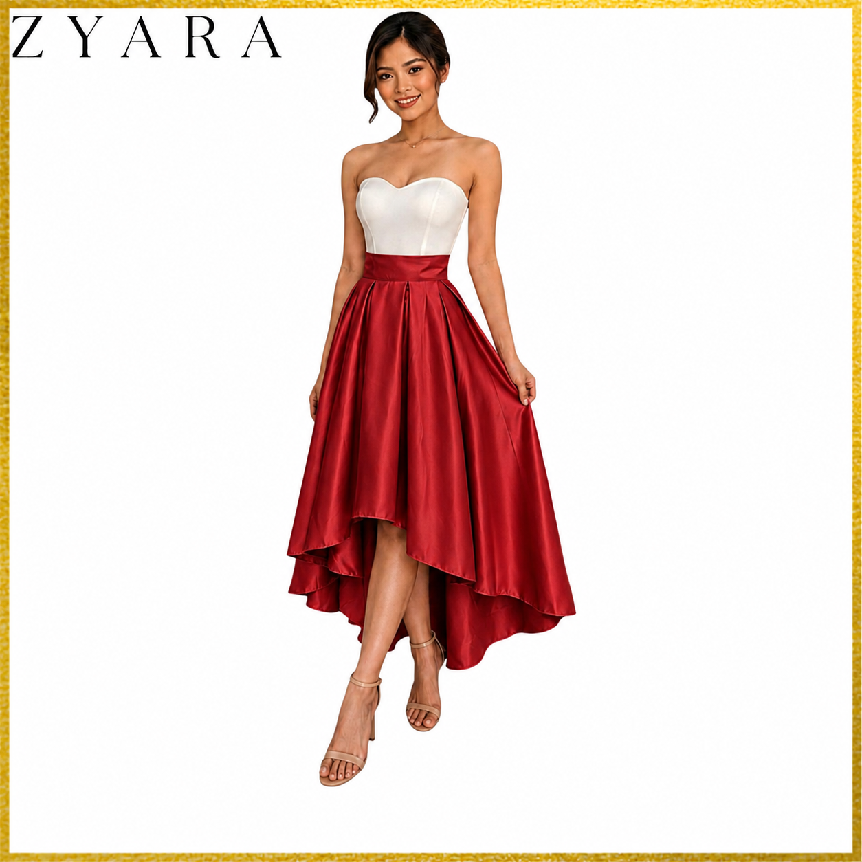 Premium Modern Long back skirt hi-low high quality fabric Heavy satin