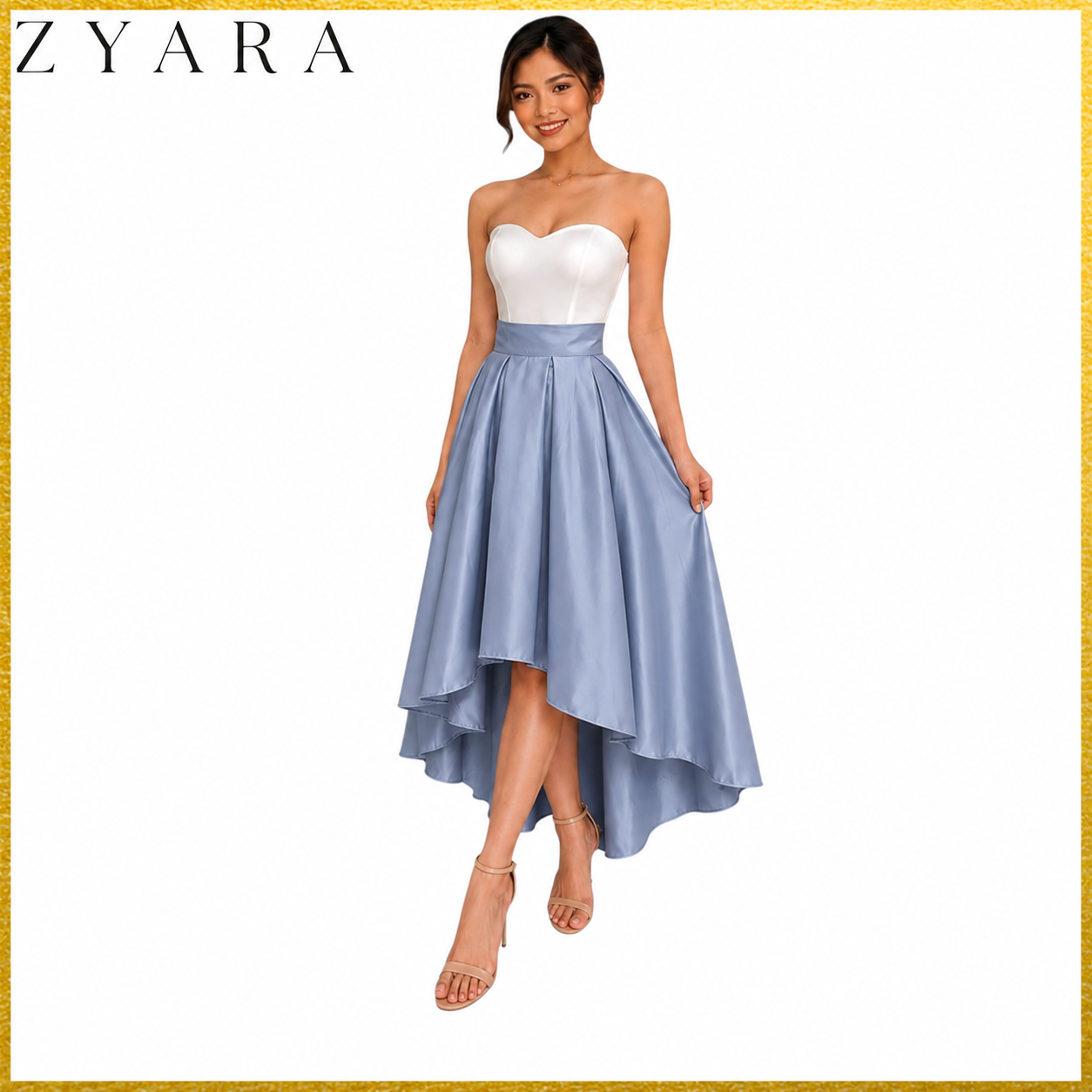Premium Modern Long back skirt hi-low high quality fabric Heavy satin