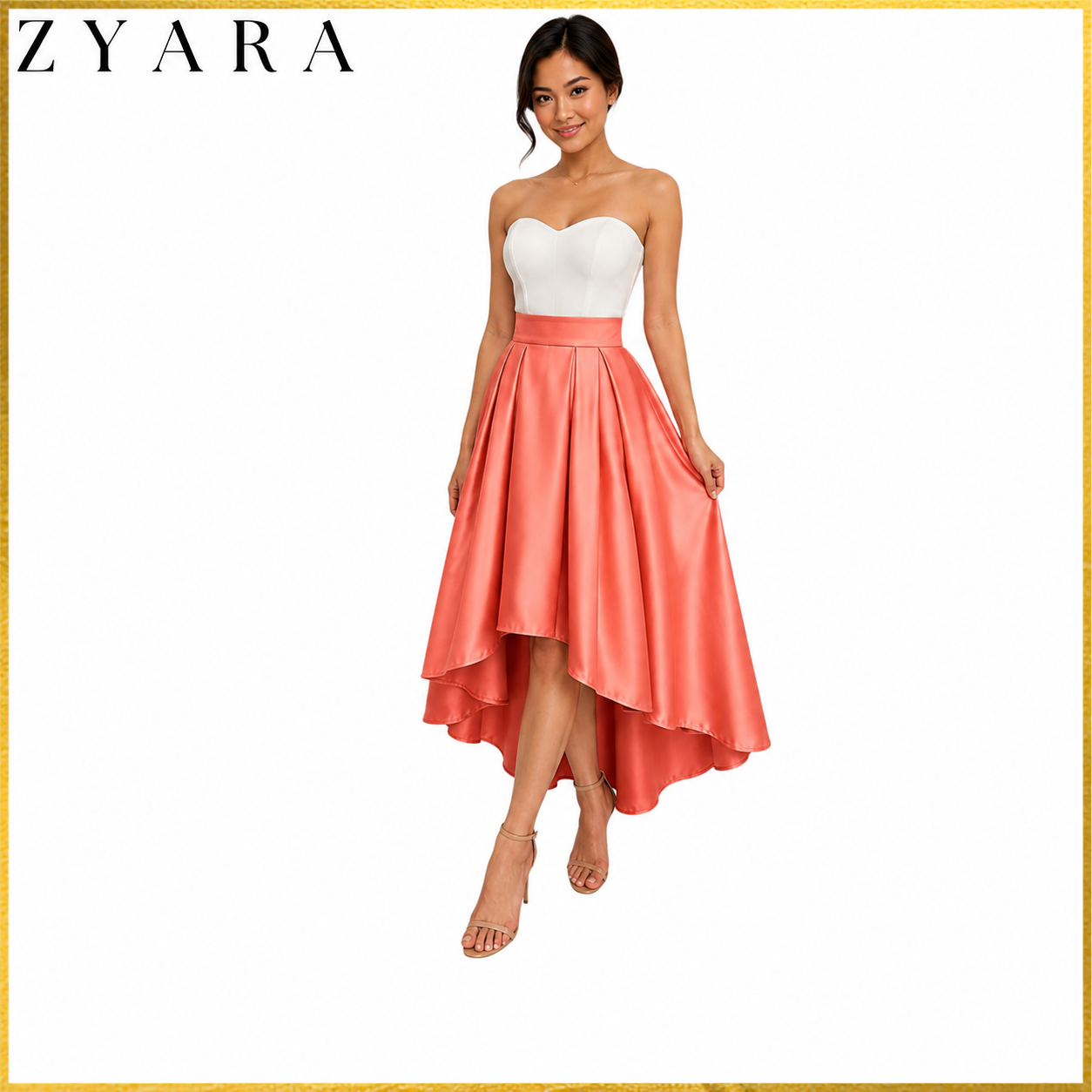 Premium Modern Long back skirt hi-low high quality fabric Heavy satin