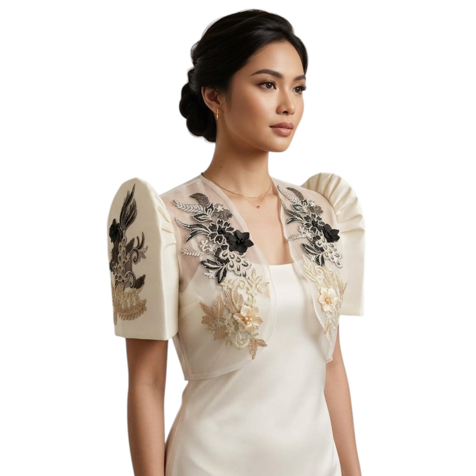 Filipiniana Bolero Pinya Organza with Patching lace design-BOLERO ONLY