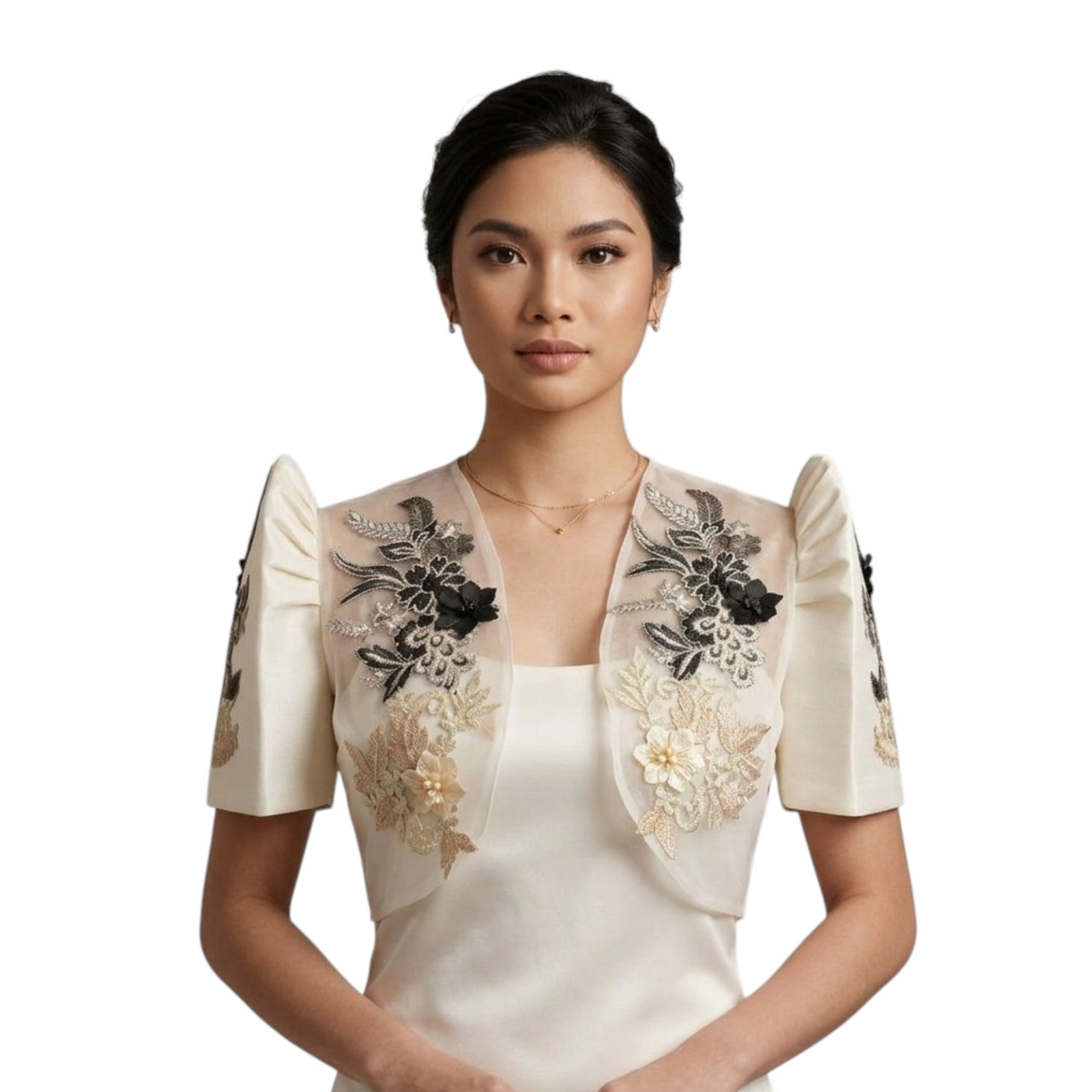 Filipiniana Bolero Pinya Organza with Patching lace design-BOLERO ONLY