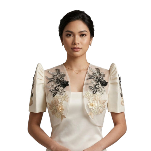 Filipiniana Bolero Pinya Organza with Patching lace design-BOLERO ONLY