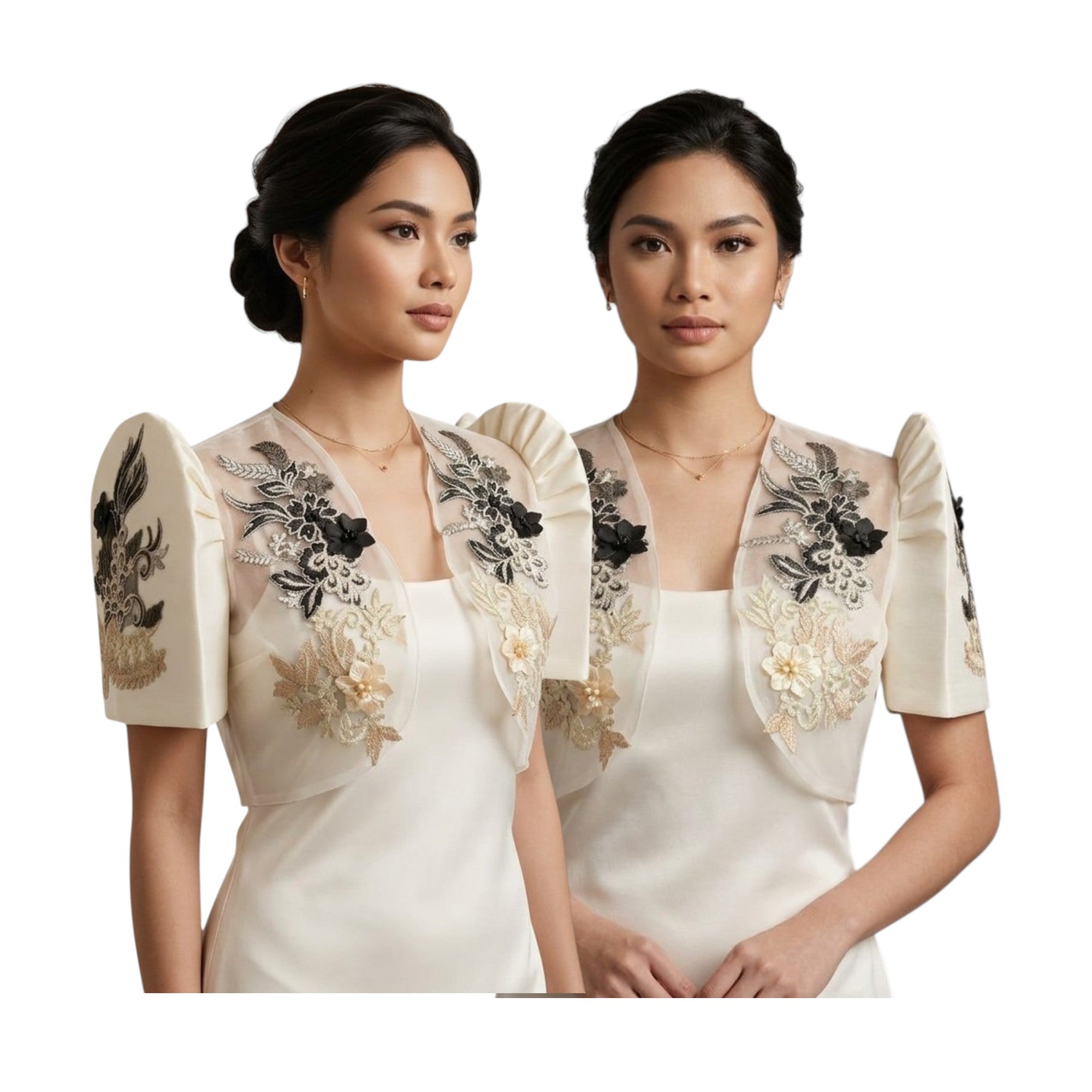 Filipiniana Bolero Pinya Organza with Patching lace design-BOLERO ONLY