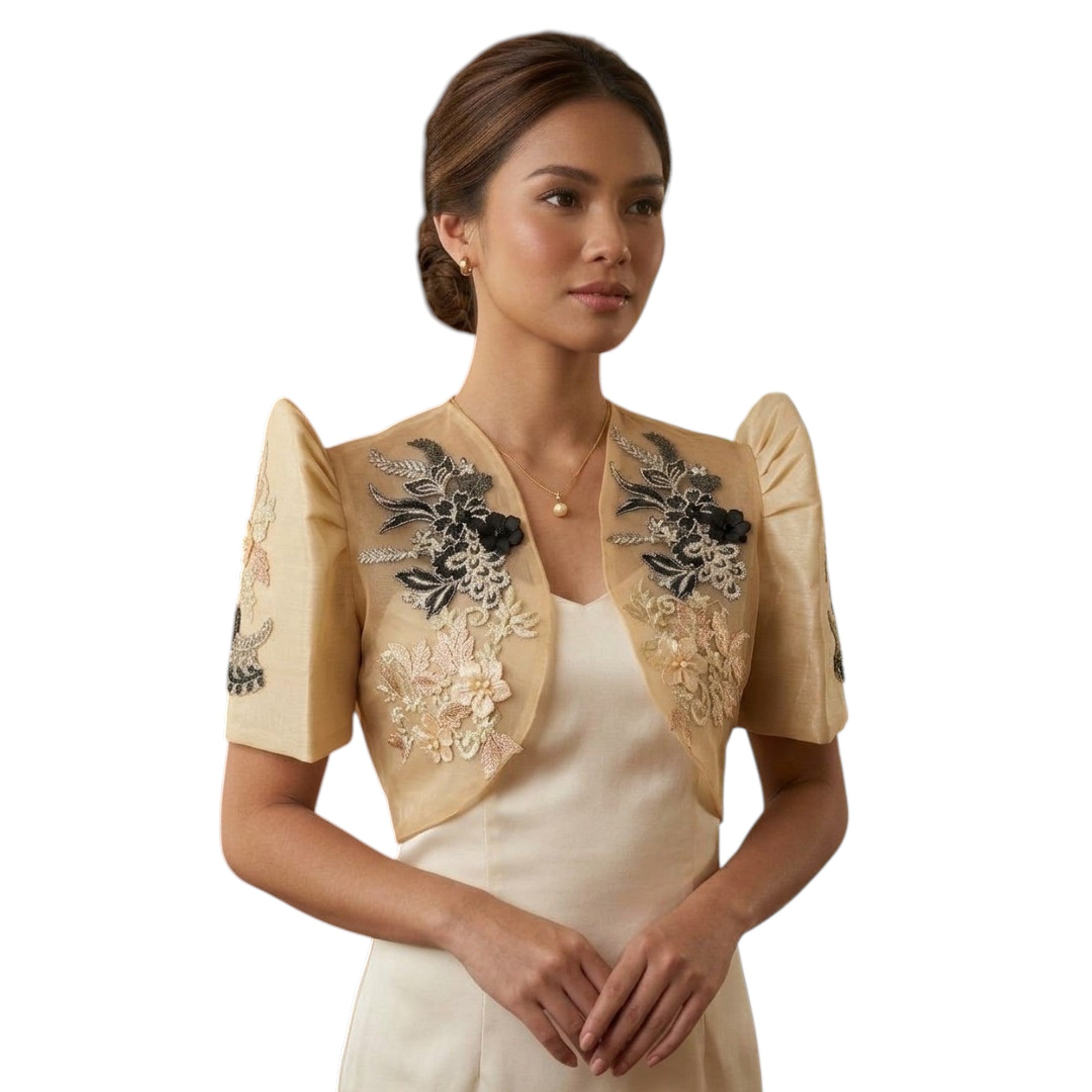 Filipiniana Bolero Pinya Organza with Patching lace design-BOLERO ONLY