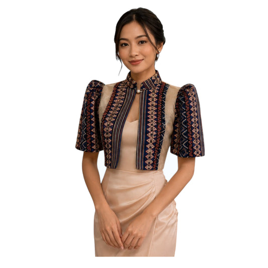 Modern Filipiniana Bolero square Cut Ethic Design