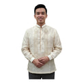 Premium Mens Barong Pinya Organza Embroided design with piping Chinese collar