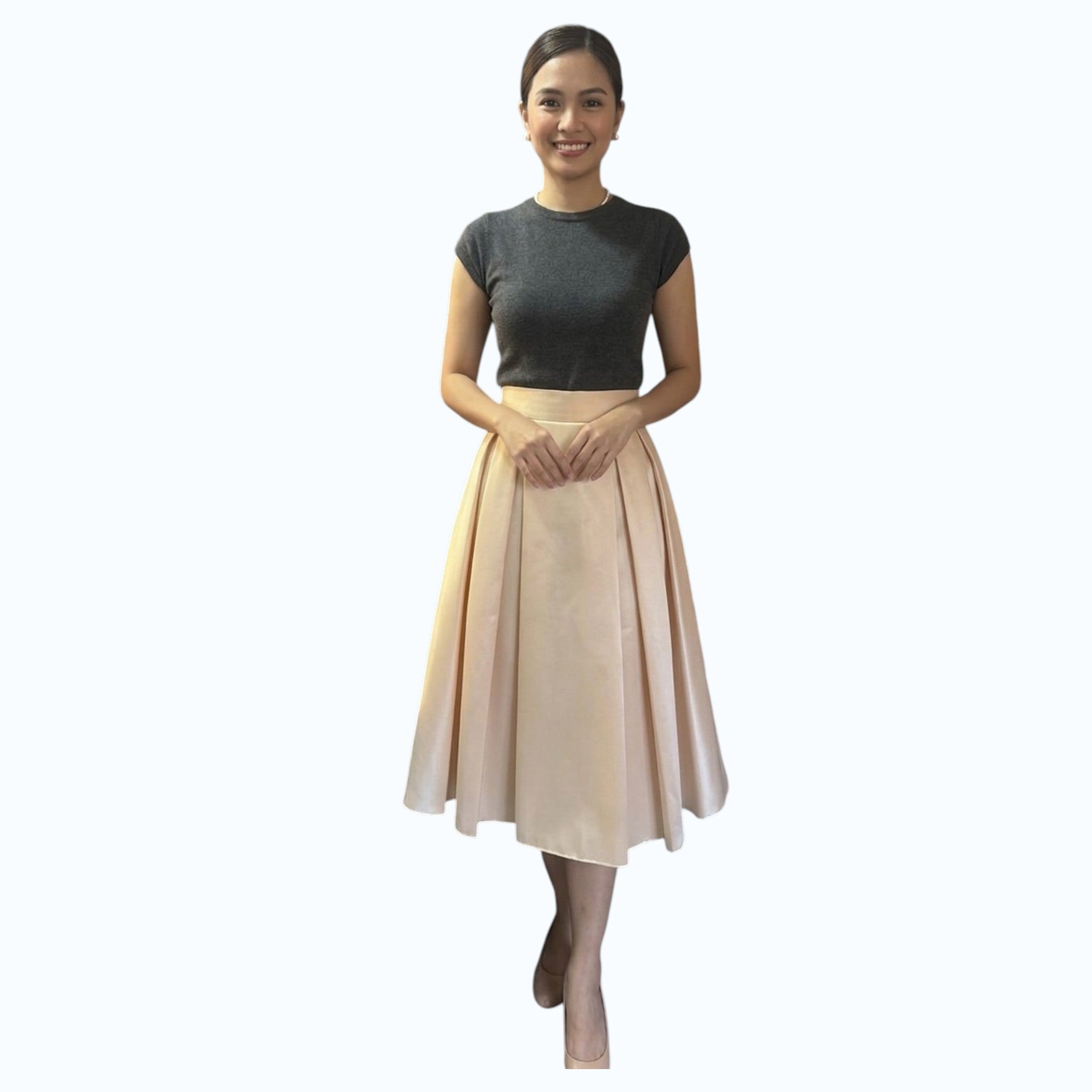 Modern Midi Skirt Premium Quality Fabric Heavy satin