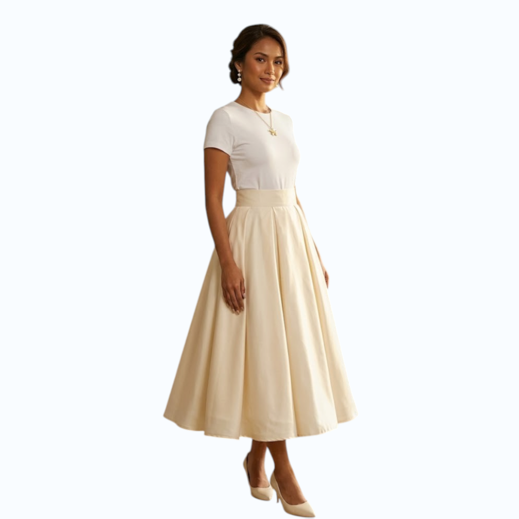 Modern Midi Skirt Premium Quality Fabric Heavy satin