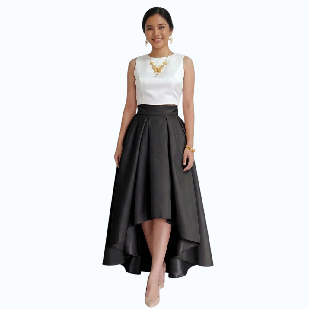 Premium Modern Long back skirt hi-low high quality fabric Heavy satin