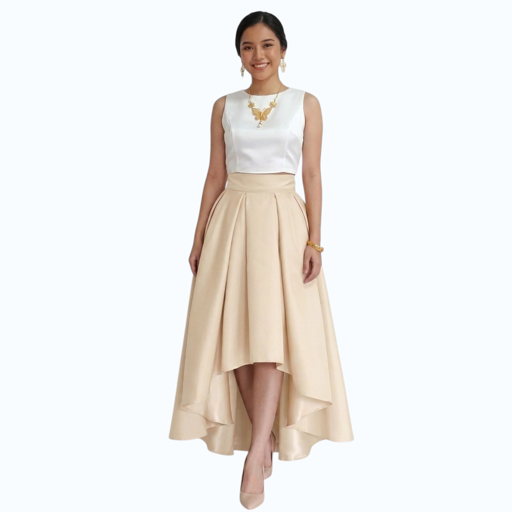 Premium Modern Long back skirt hi-low high quality fabric Heavy satin