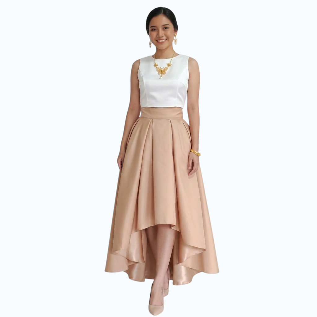 Premium Modern Long back skirt hi-low high quality fabric Heavy satin