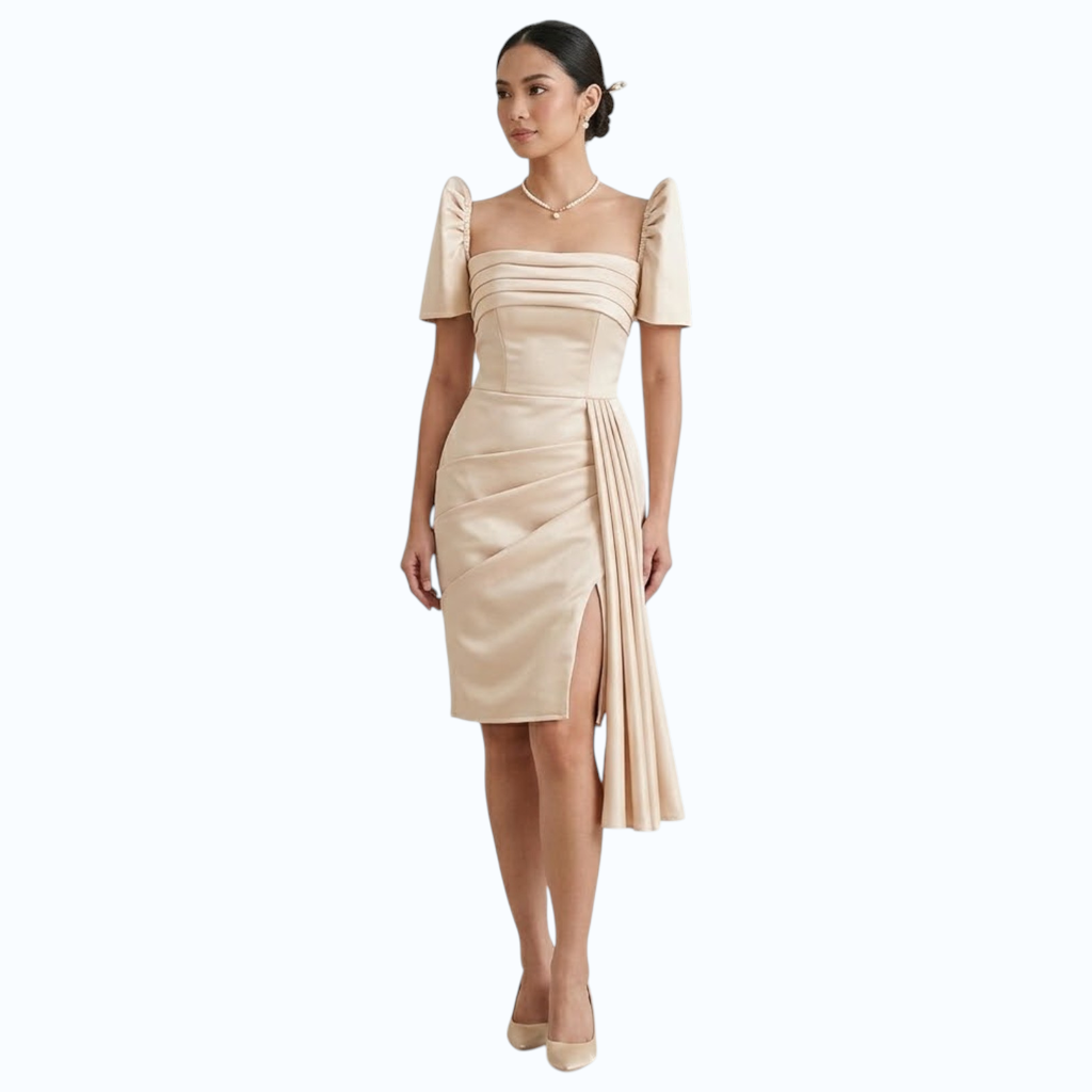 Modern Filipiniana Pencil dress with detachable filipiniana Sleeve