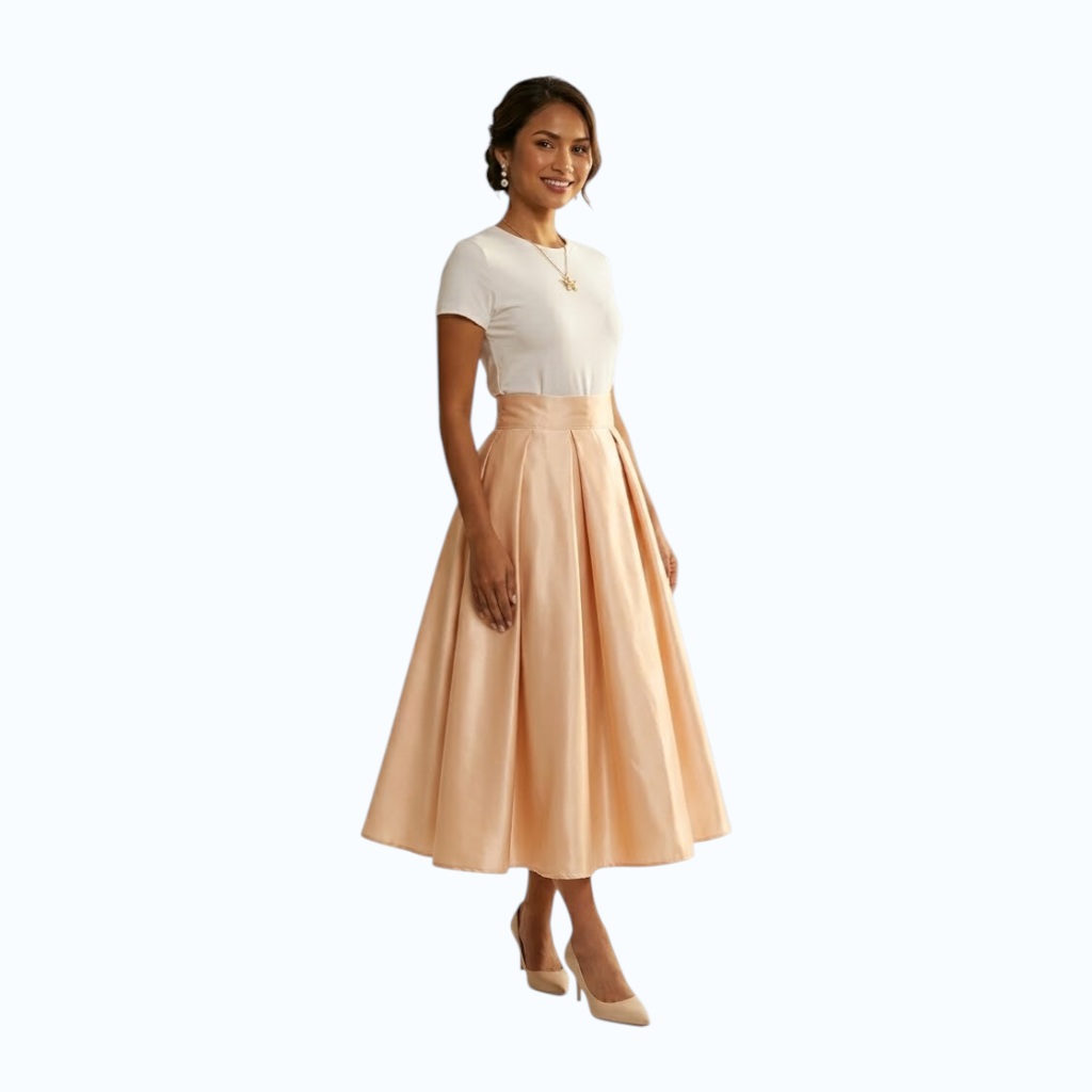 Modern Midi Skirt Premium Quality Fabric Heavy satin