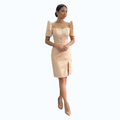 Modern Filipiniana Detachable sleeve midi dress Stickbone design simple and elegant fashionable