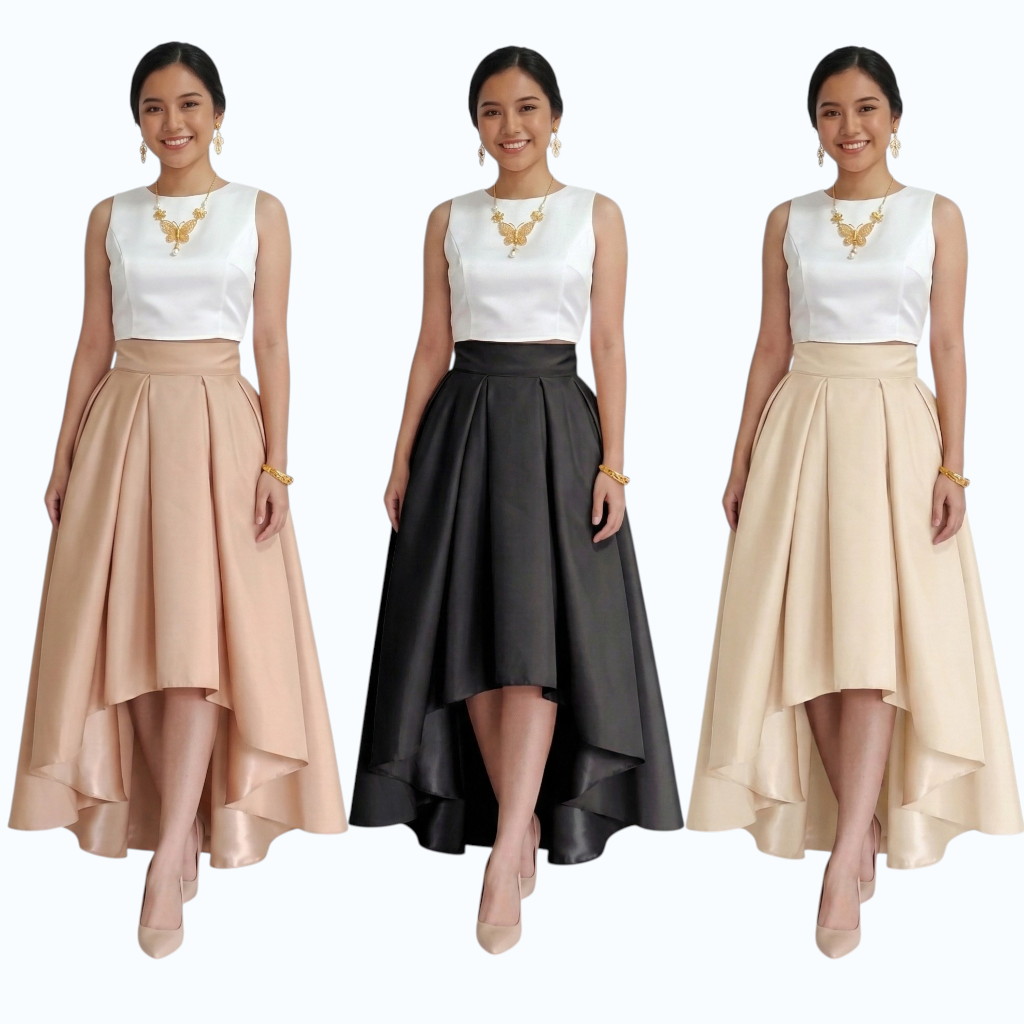 Premium Modern Long back skirt hi-low high quality fabric Heavy satin