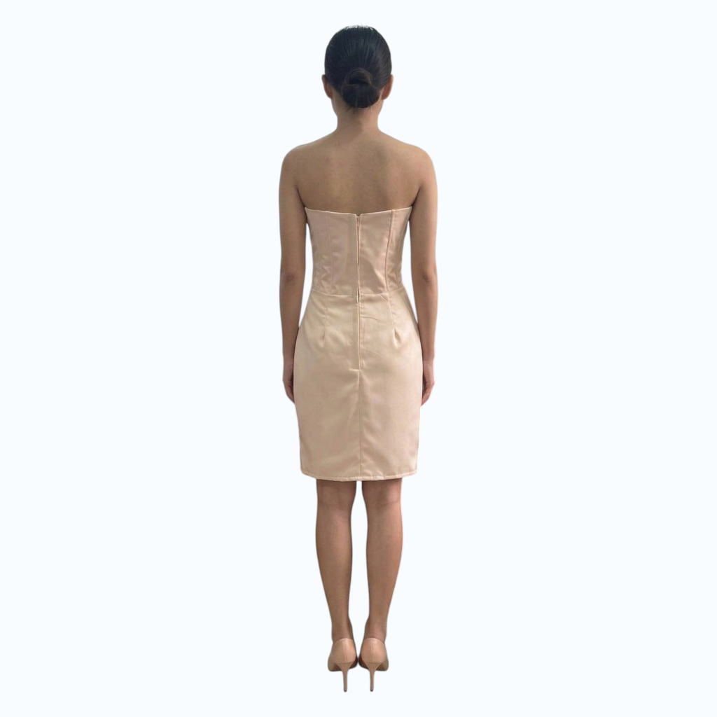 Modern Filipiniana Detachable sleeve midi dress Stickbone design simple and elegant fashionable
