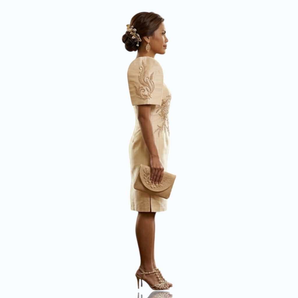 Filipiniana Fitting Below the knee Premium Organza with patching lace